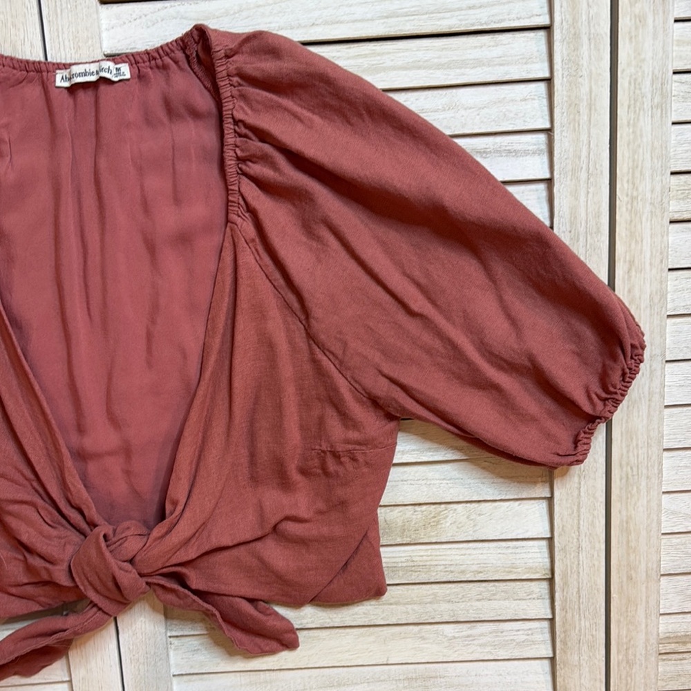 Rust Tie-Front Blouse - Picture 2 of 8